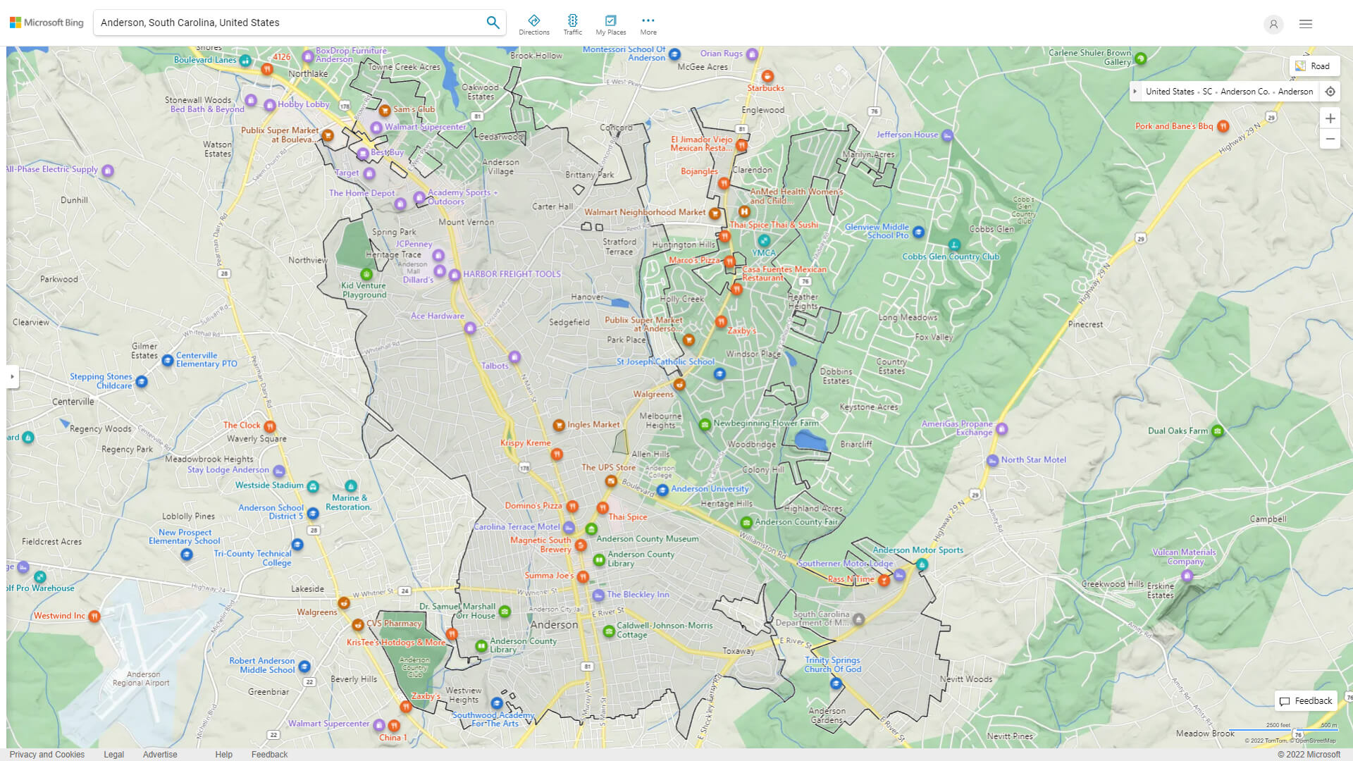 Anderson Detailed Map